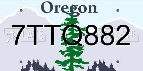7TTQ882 Oregon License Plate