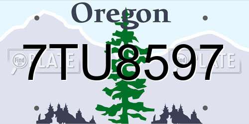 7TU8597 Oregon License Plate