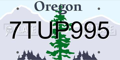 7TUP995 Oregon License Plate