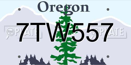 7TW557 Oregon License Plate
