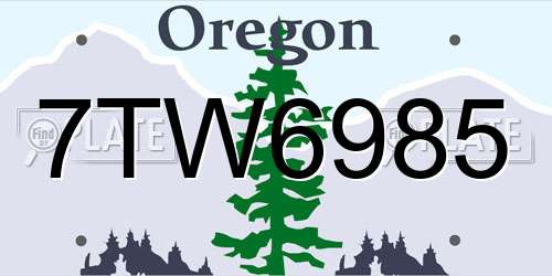 7TW6985 Oregon License Plate