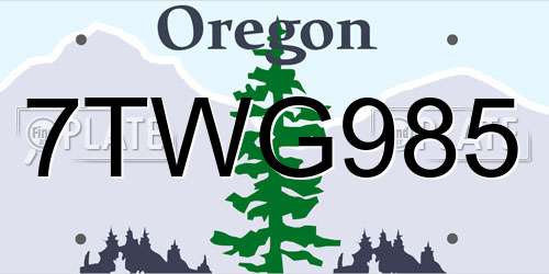 7TWG985 Oregon License Plate