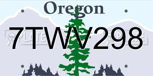 7TWV298 Oregon License Plate