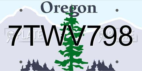 7TWV798 Oregon License Plate