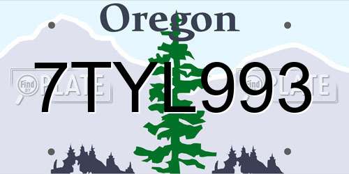 7TYL993 Oregon License Plate