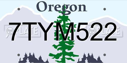7TYM522 Oregon License Plate