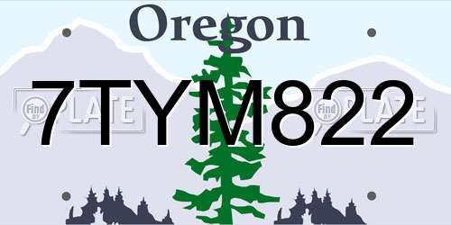 7TYM822 Oregon License Plate