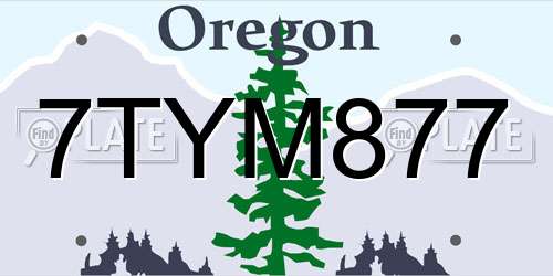 7TYM877 Oregon License Plate