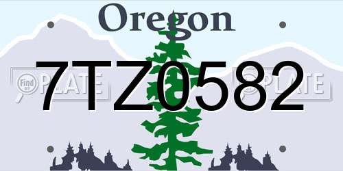 7TZ0582 Oregon License Plate