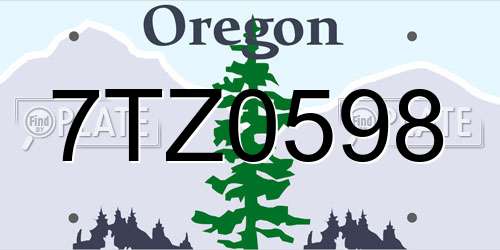 7TZ0598 Oregon License Plate