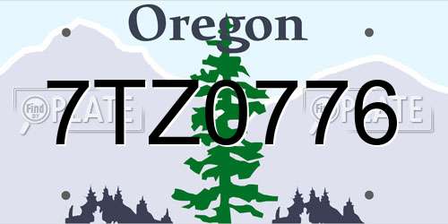 7TZ0776 Oregon License Plate