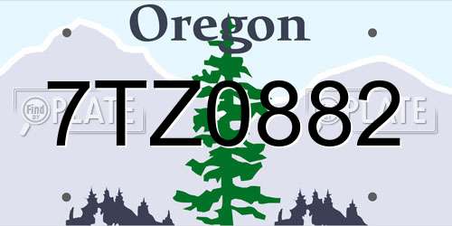 7TZ0882 Oregon License Plate