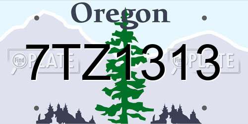 7TZ1313 Oregon License Plate