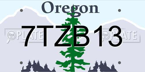 7TZB13 Oregon License Plate
