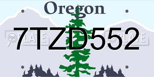 7TZD552 Oregon License Plate