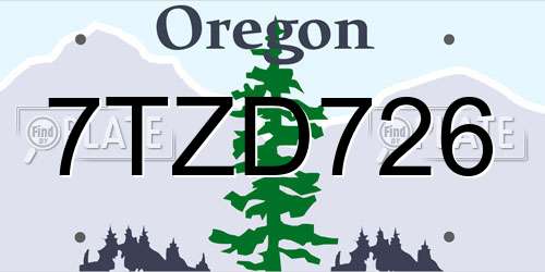 7TZD726 Oregon License Plate