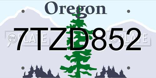 7TZD852 Oregon License Plate