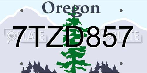 7TZD857 Oregon License Plate