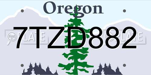 7TZD882 Oregon License Plate