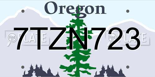 7TZN723 Oregon License Plate