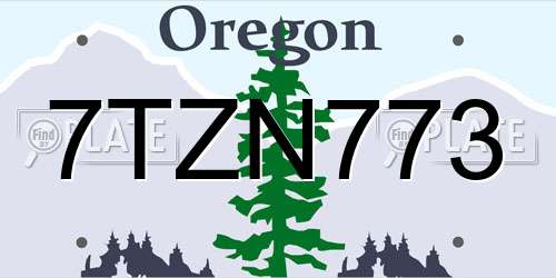 7TZN773 Oregon License Plate