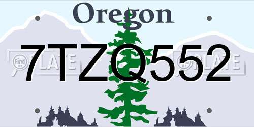 7TZQ552 Oregon License Plate