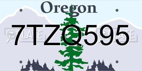 7TZQ595 Oregon License Plate