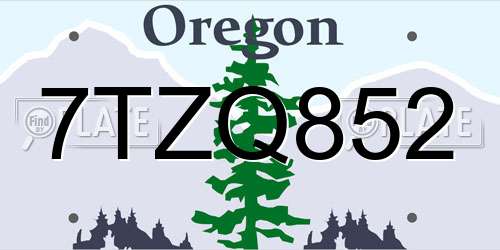 7TZQ852 Oregon License Plate