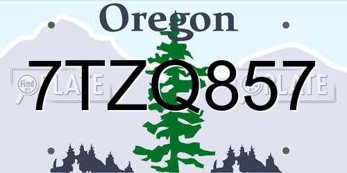 7TZQ857 Oregon License Plate