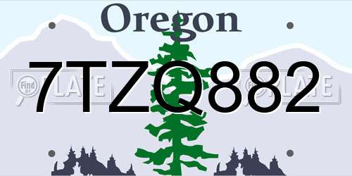 7TZQ882 Oregon License Plate