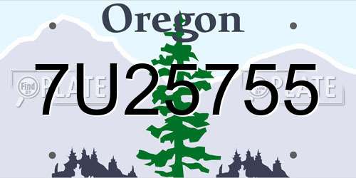 7U25755 Oregon License Plate