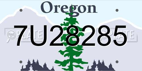 7U28285 Oregon License Plate