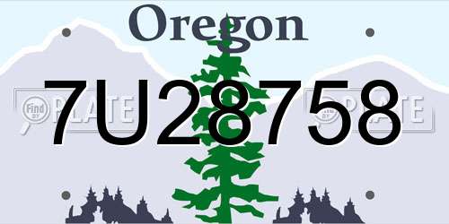 7U28758 Oregon License Plate