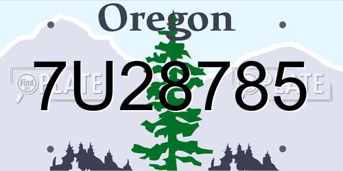 7U28785 Oregon License Plate