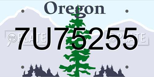 7U75255 Oregon License Plate