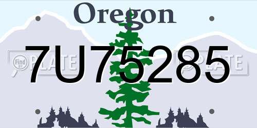 7U75285 Oregon License Plate
