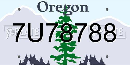 7U78788 Oregon License Plate