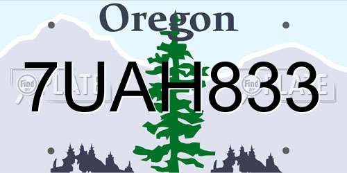 7UAH833 Oregon License Plate