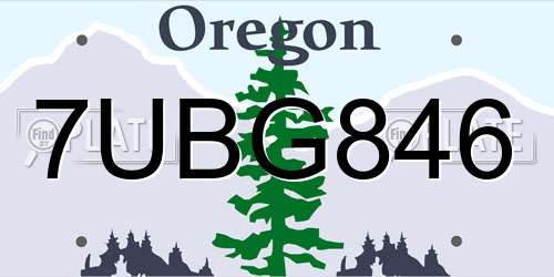 7UBG846 Oregon License Plate