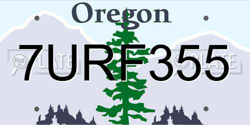 7URF355 Oregon License Plate