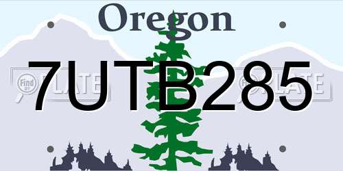 7UTB285 Oregon License Plate