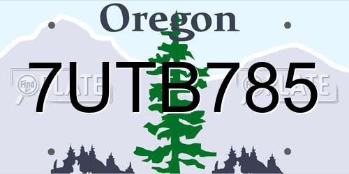 7UTB785 Oregon License Plate