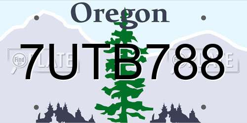 7UTB788 Oregon License Plate