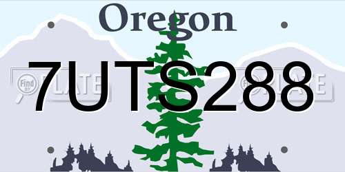 7UTS288 Oregon License Plate