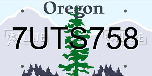 7UTS758 Oregon License Plate
