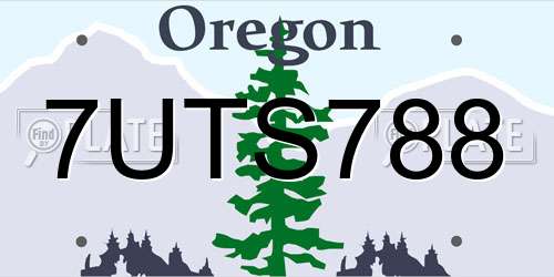 7UTS788 Oregon License Plate