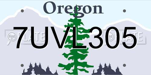 7UVL305 Oregon License Plate