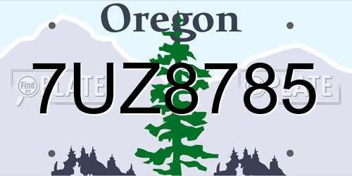 7UZ8785 Oregon License Plate