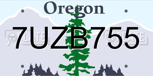 7UZB755 Oregon License Plate