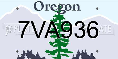 7VA936 Oregon License Plate